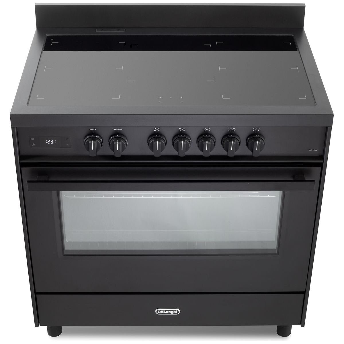 DeLonghi 90cm Deluxe Freestanding Induction Cooker 140L - Anthracite, Five Zones - DEF1407INDMB
