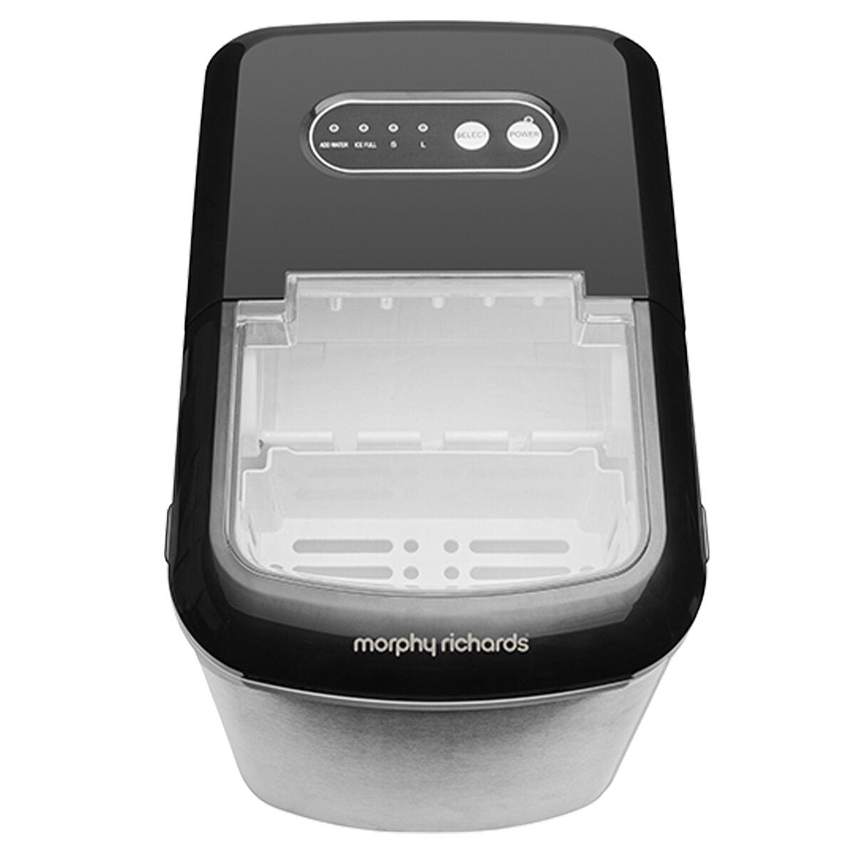 Morphy Richards Benchtop Ice Maker - 600g Ice Bin, Small or Large Cubes, Stainless Steel - MRIM15SS