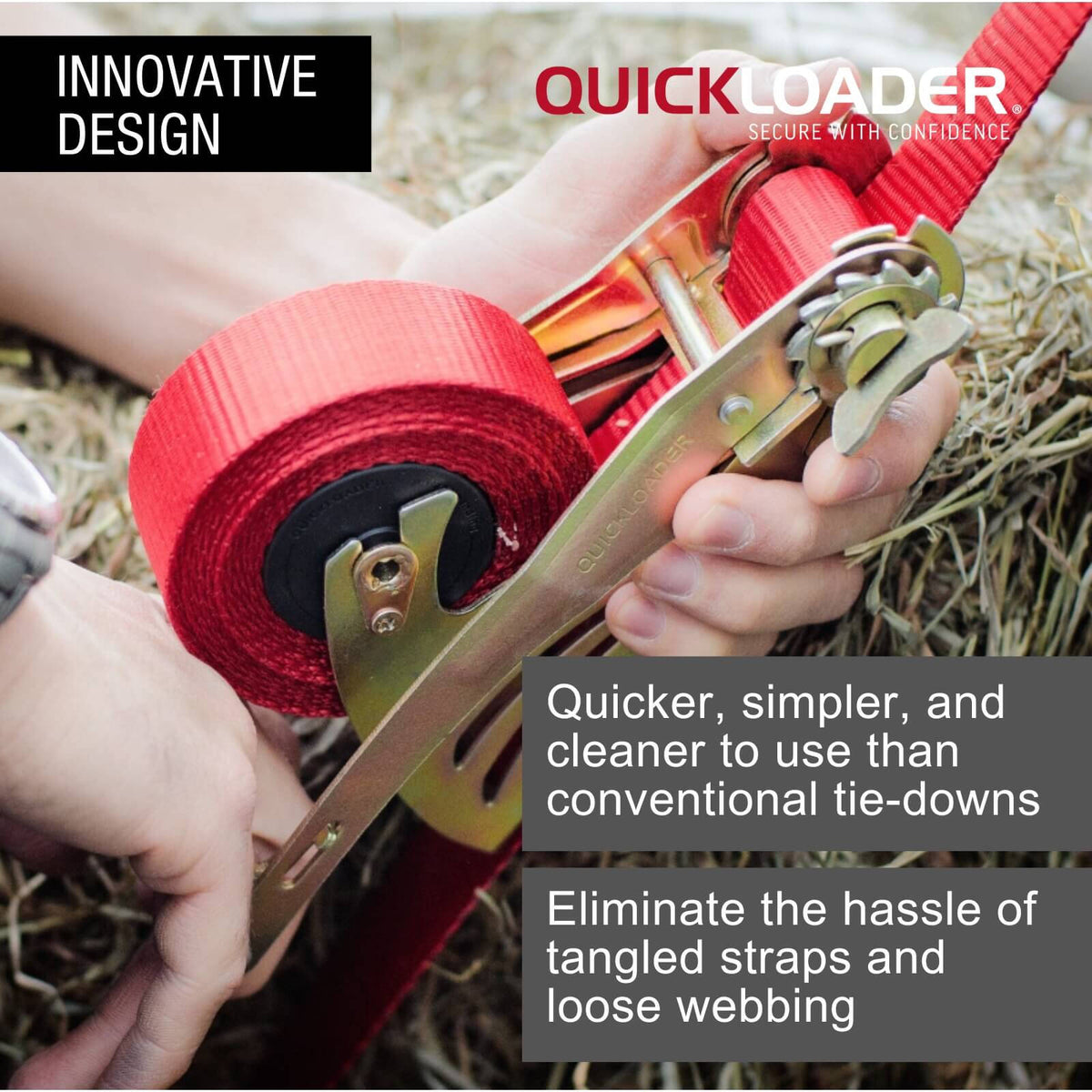 Quickloader 5m x 35mm 1000kg Retractable Ratchet Strap Tie Down - Red 2 Pack
