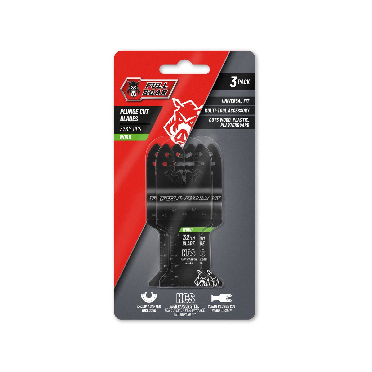 Full Boar 32mm Wood Flush Cut Multi-Tool Blade, 3 Pack
