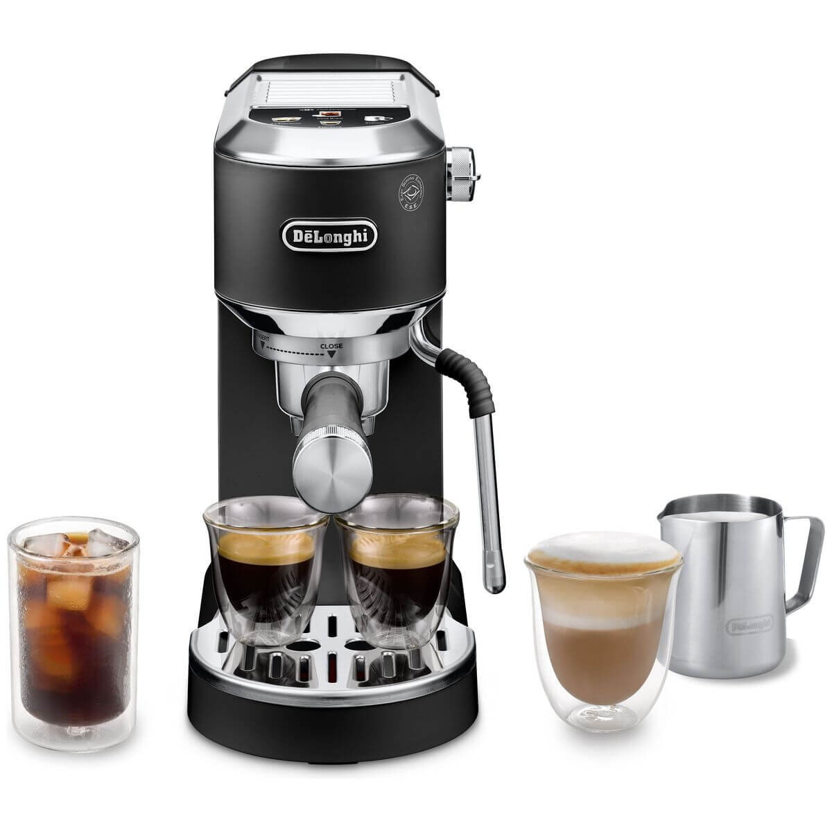 DeLonghi Dedica Duo Cold Brew Coffee Machine - 15 Bar Pump, Slim Full Metal Design, Black - EC890BK