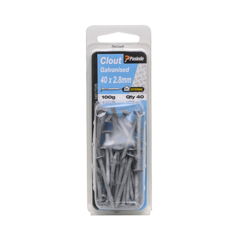 Paslode Galvanised Clout Nails 40 x 2.8mm 100g - 40 Pack