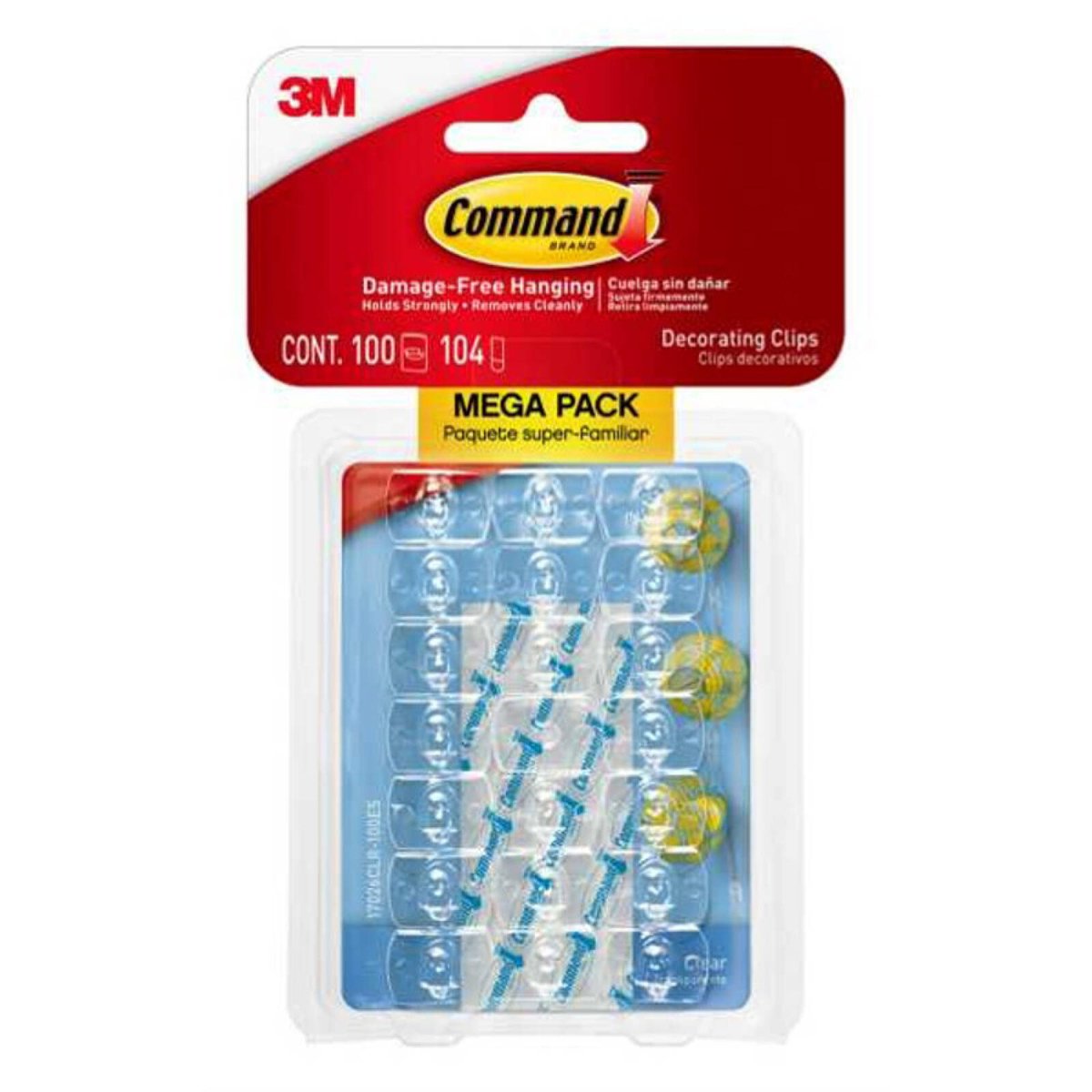Command Clear Decorating Clip Mega Pack - 100 Clips - 104 Strips - Clear - Damage-Free Hanging - SuperSaverAU - view 1