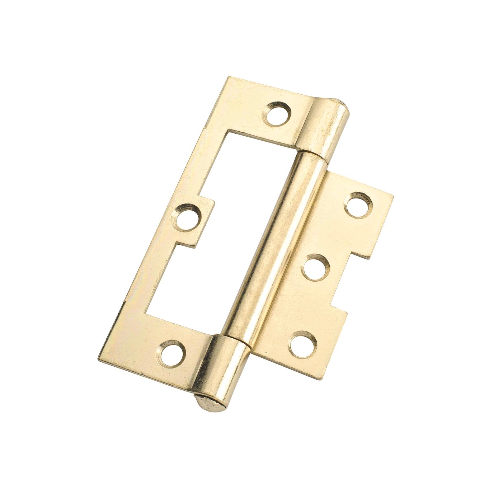 Lane 100 x 65 x 2mm Brass Plated Fixed Pin Easy Fit Non-Mortise Hinge, 2 Pack