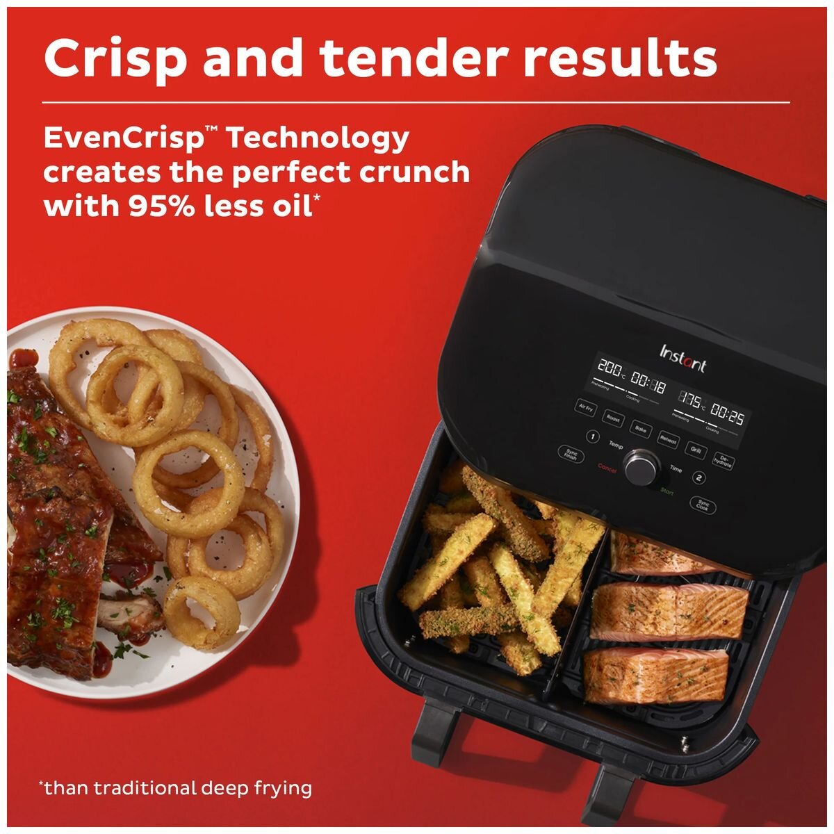 Instant Pot Vortex VersaZone Air Fryer 8.5L - Black - 1 or 2 Cooking Zones, SyncFinish - 140-1151-01-AU