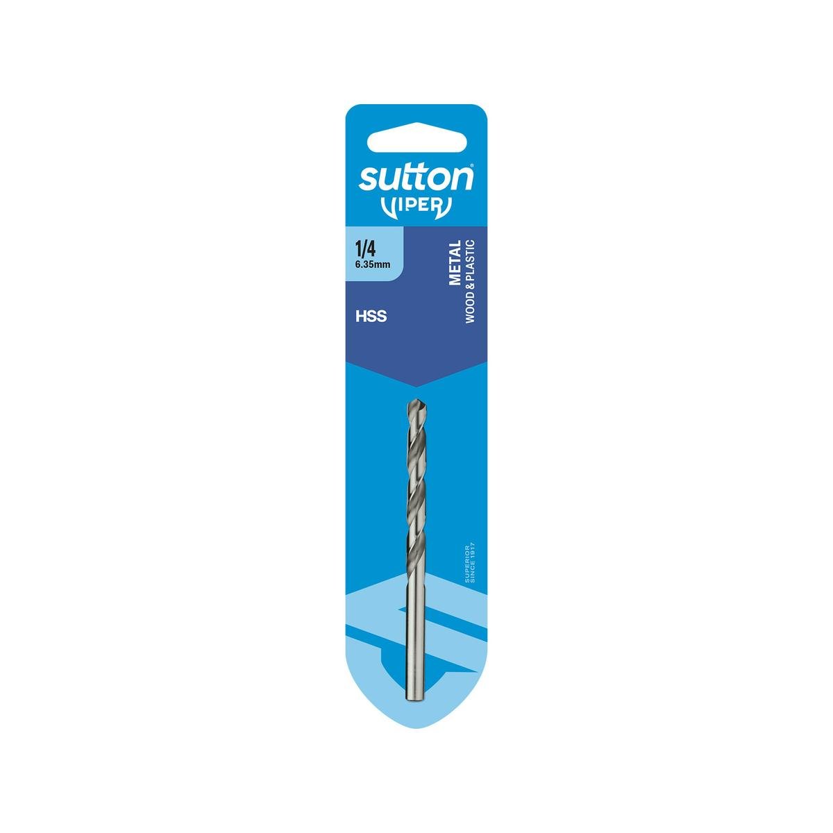 Sutton Tools 1/4" Viper Jobber Drill Bit for Metal, Wood & Plastic