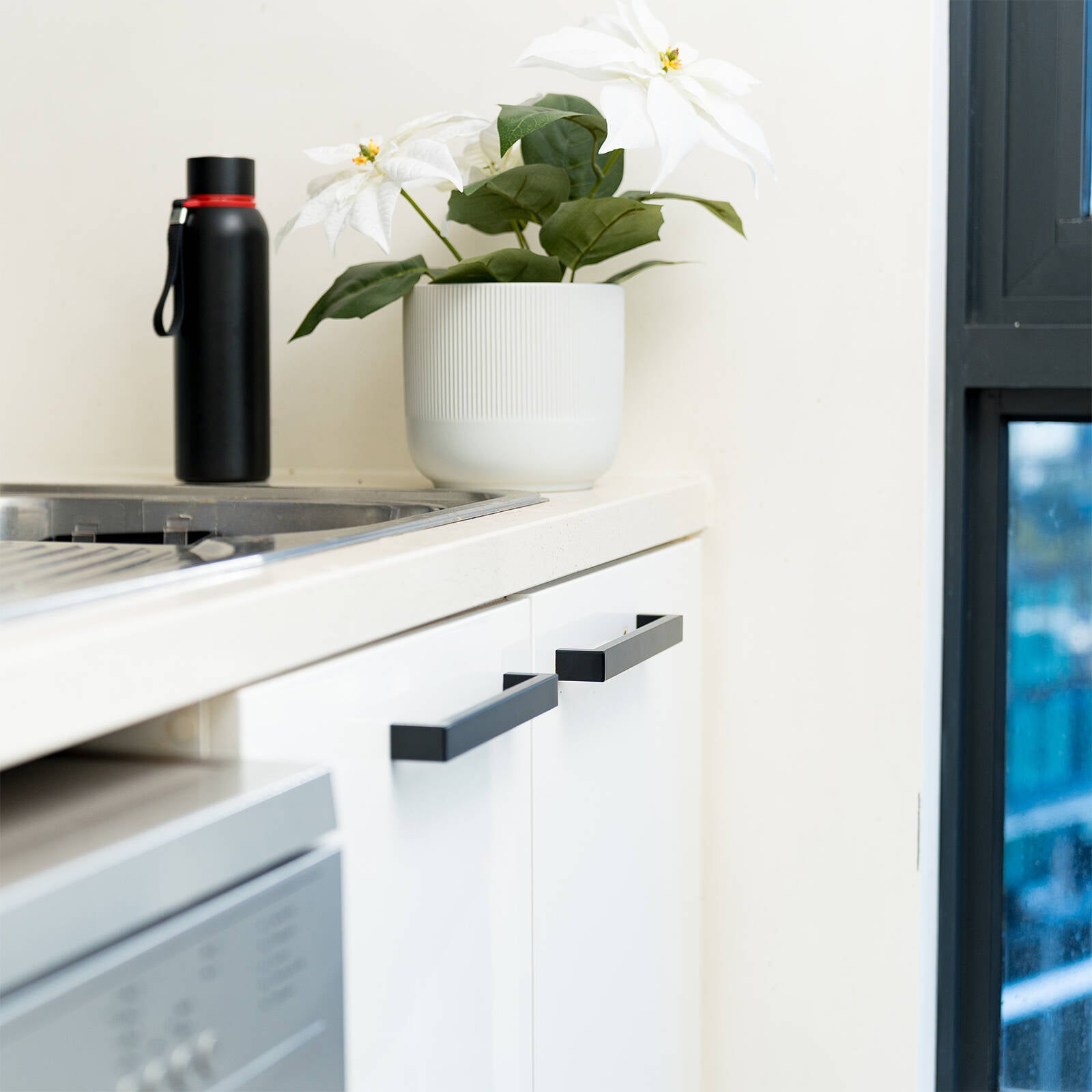 Taskmaster 192mm Black Matte Hollow Rectangle Steel Cabinet Handle
