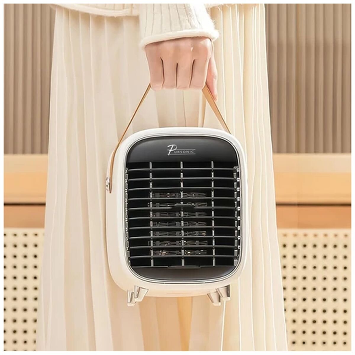Pursonic Compact Ceramic Heater - White - 3 Heat Settings, Tip-Over Protection - 10004634