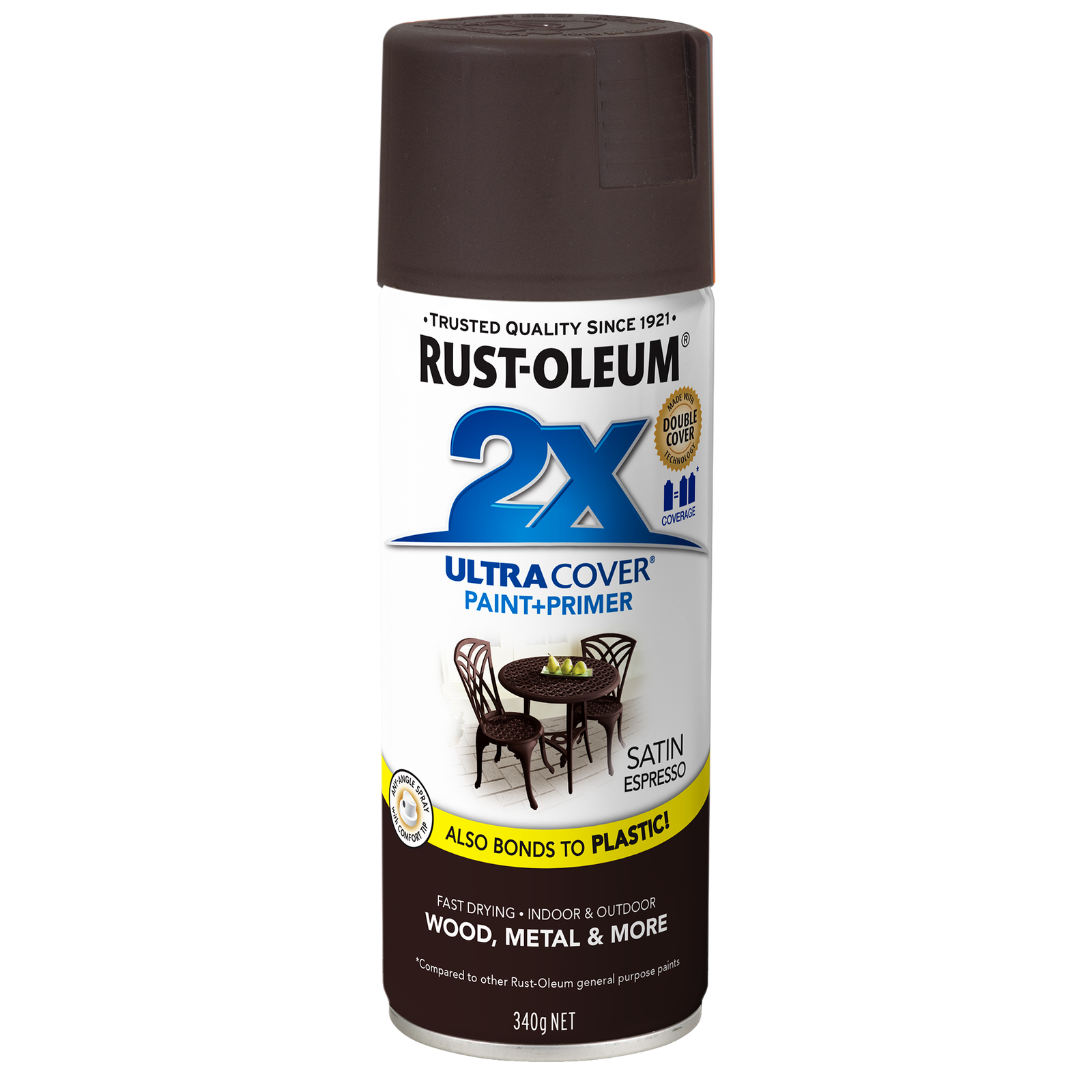 Rust-Oleum 2X Ultra Cover Satin Espresso Spray Paint 340g Paint & Primer In One