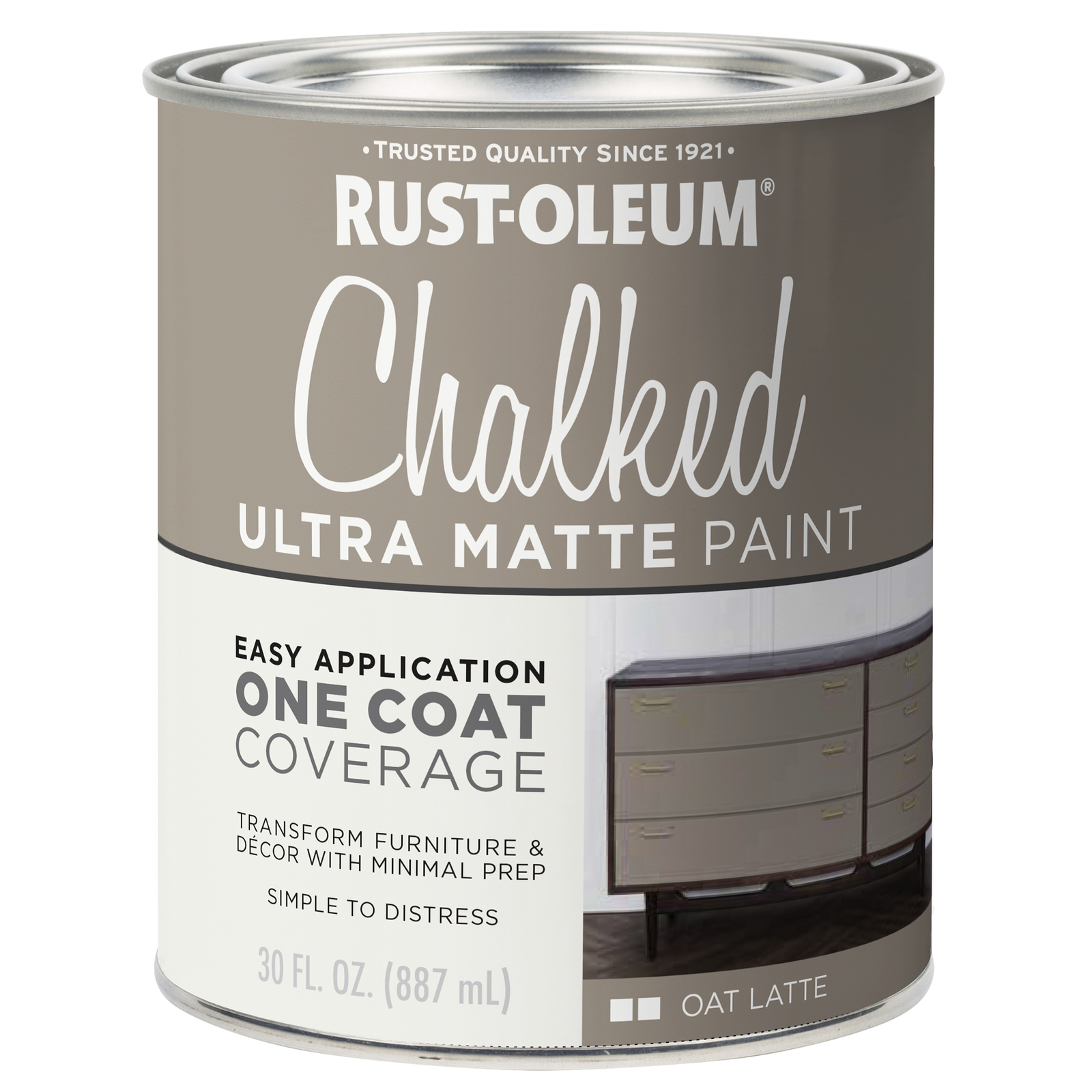 Rust-Oleum 887ml Oat Latte Ultra Matte Chalked Paint, Splatter Resistant Indoor