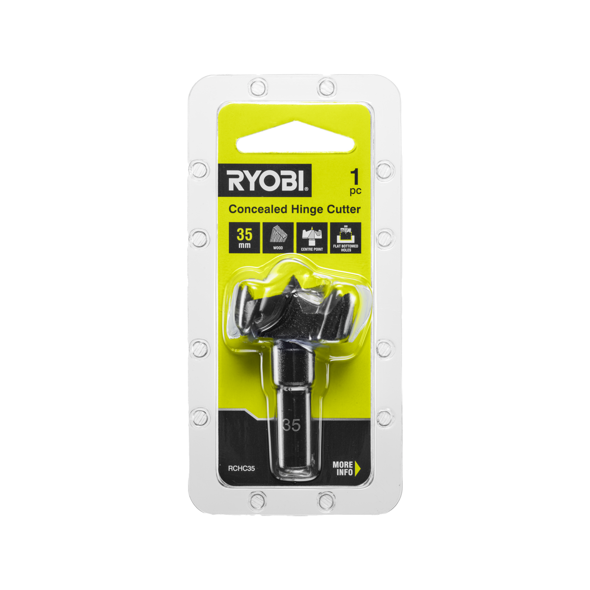 Ryobi 35mm Concealed Hinge Cutter for Wood - Flat-Bottom Holes