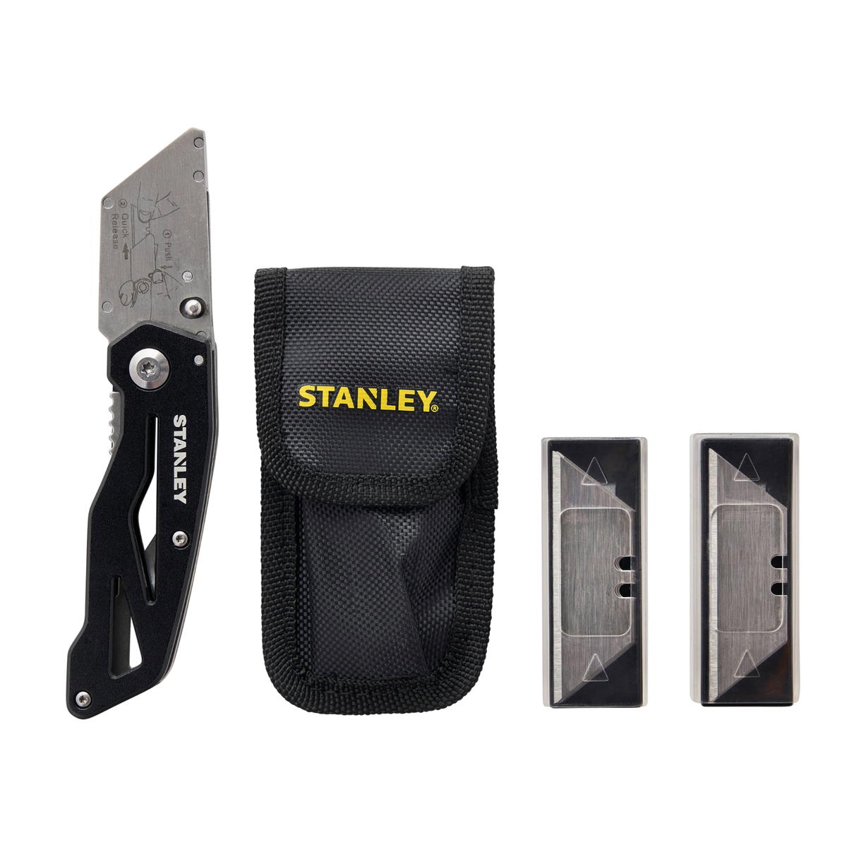 Stanley Folding Knife with Belt Pouch One-Handed Open and Close