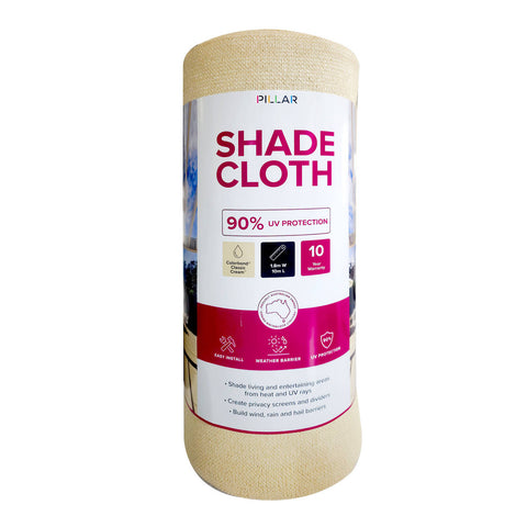 Pillar Products 1.83 x 10m Classic Cream HDPE 90% UV Block Shade Cloth