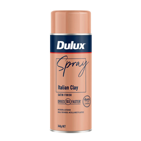 Dulux 340g Italian Clay Satin Spray Paint, Indoor, 2.2m2/L Coverage