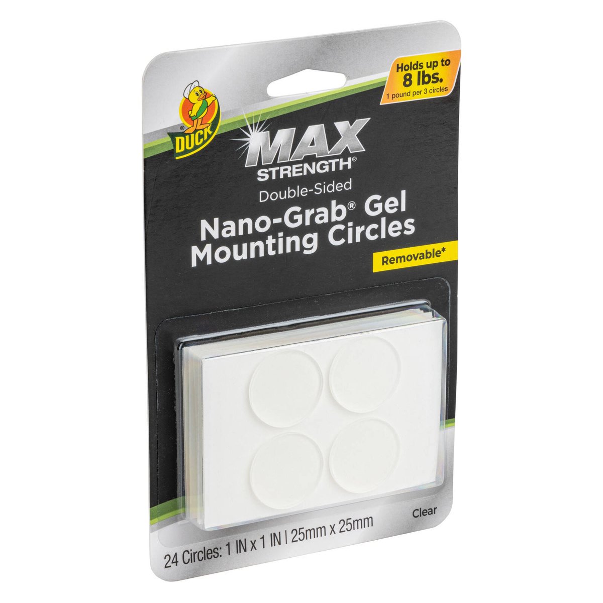 Duck Max Strength Nano Grab Mounting Circles, Clear 25 x 25mm, 24 Pack