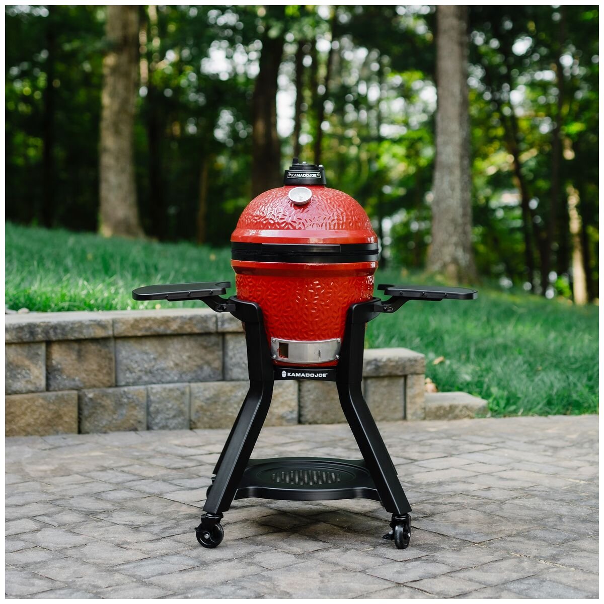 Kamado Joe Joe Jr cart with two folding side shelves - powder-coated steel, locking casters - KJ15112524
