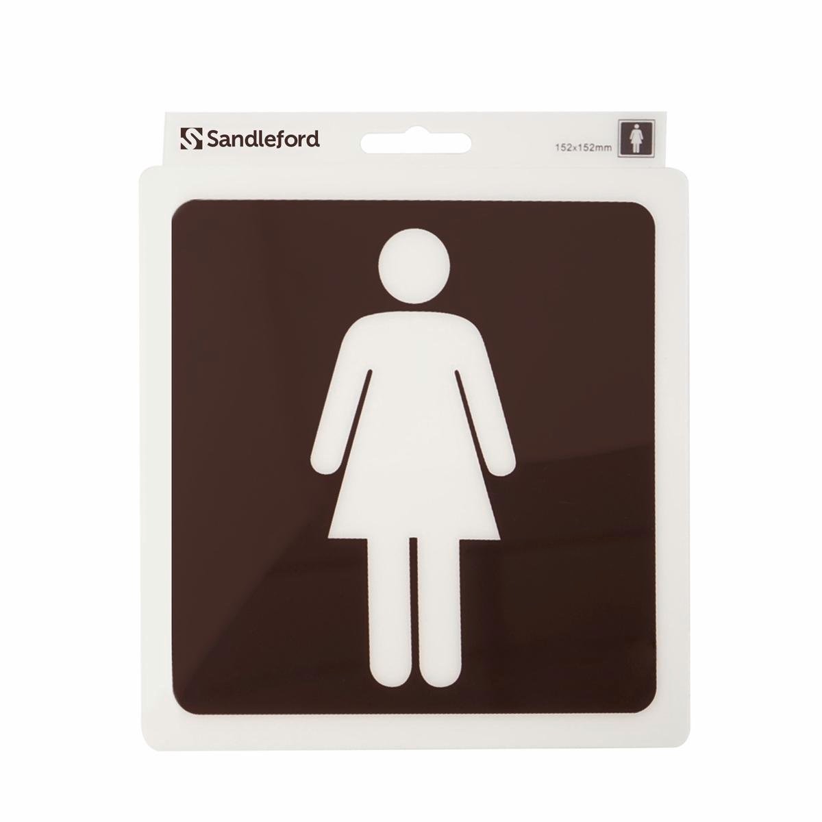 Sandleford 152 x 152mm Ladies Symbol Brown Self Adhesive Sign