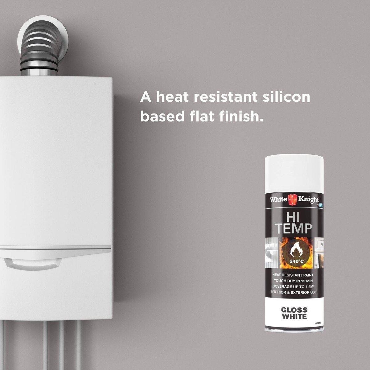 White Knight Hi Temp Spray Paint 300g Gloss White Heat Resistant - SuperSaverAU - view 3