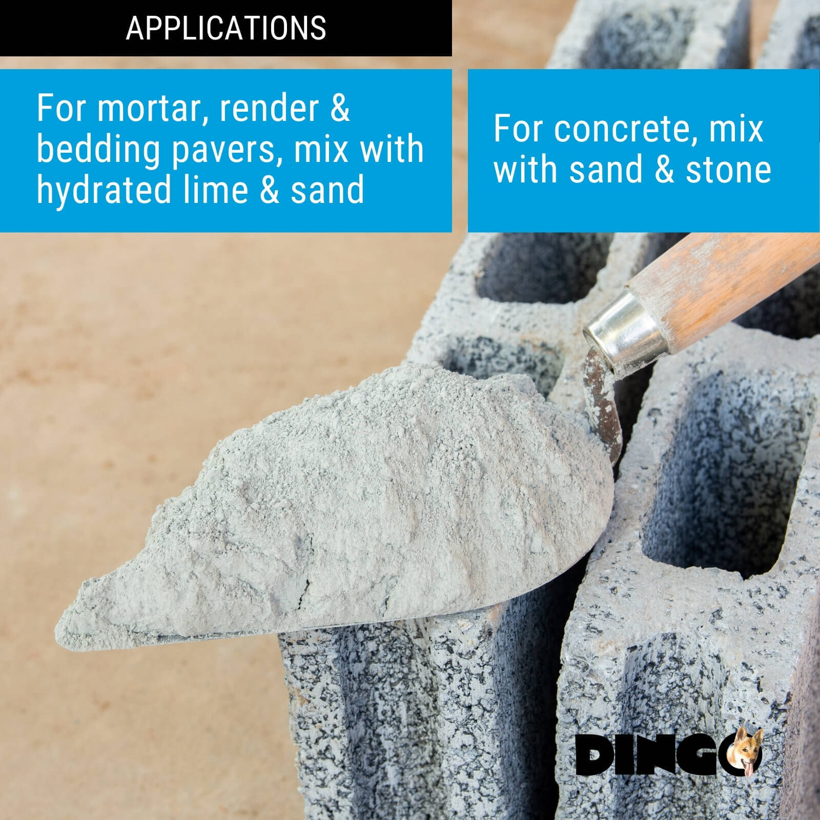 Dingo Grey Cement 3kg General Purpose Concrete & Mortar Mix