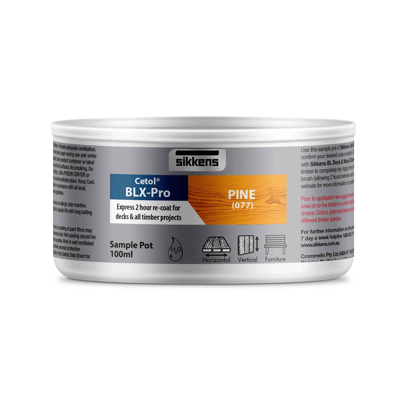 Sikkens Cetol BLX-Pro Pine Timber Stain 100ml - Water-Based UV Resistant Satin Wood Finish