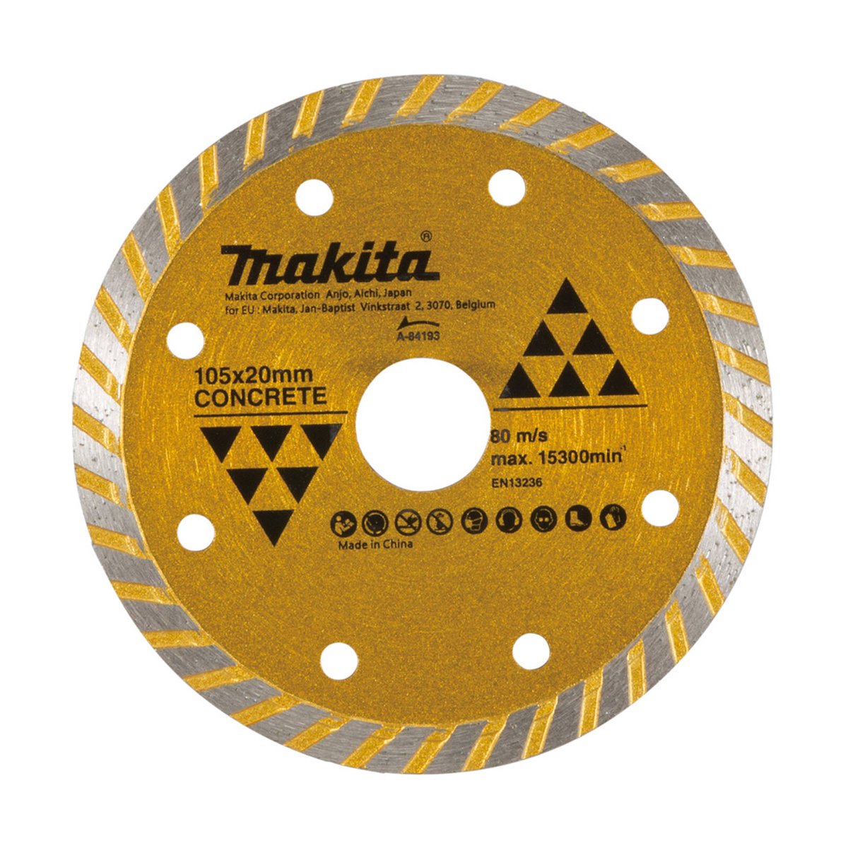 Makita 105mm Diamond Blade Turbo Rim - Economy - Model 84193 - Silver - Fast Cutting - SuperSaverAU - view 1