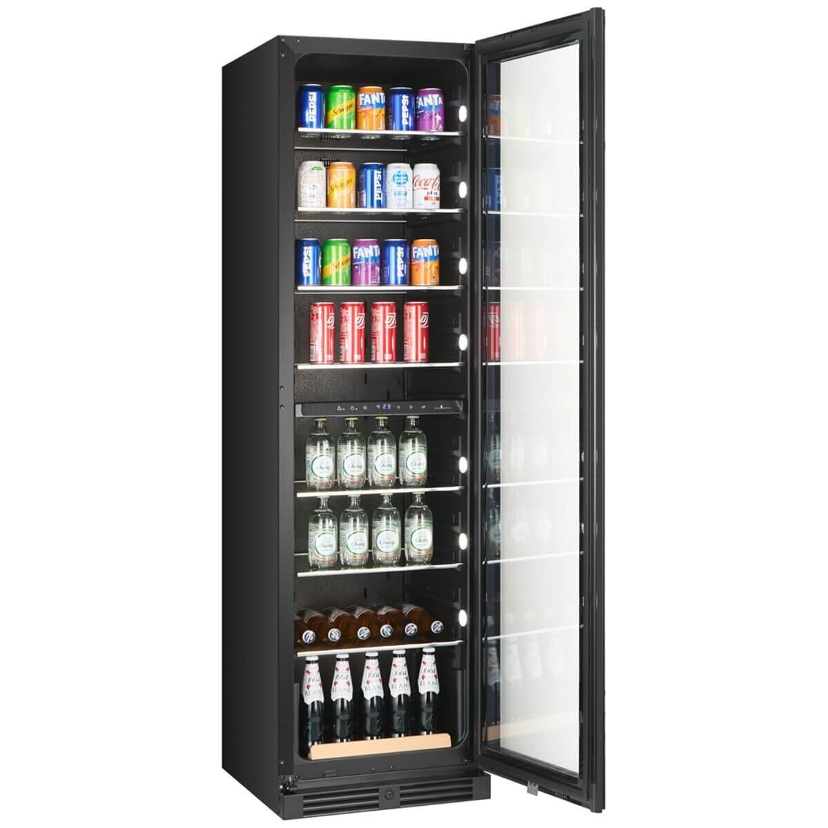 KingsBottle 245L Slim Beverage Fridge - Black, Right Hinge, Inverter Compressor - KB245BX-BK-RHH