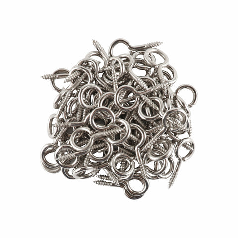 Everhang 7mm Nickel Plated Steel Screw Eye Hook - 100 Pack