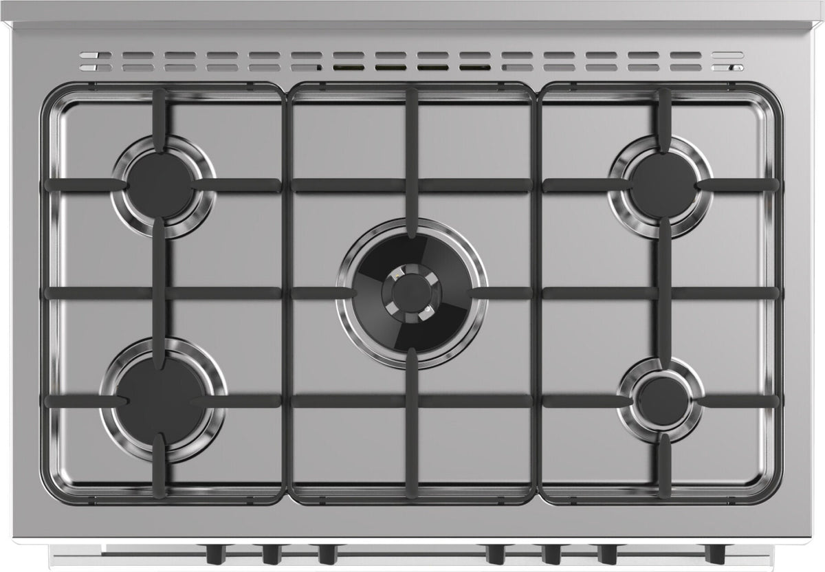 Glem Gas 90cm Gas Oven and Cooktop Freestanding Cooker 140L - Electric Grill, Wok Burner - GB965GG