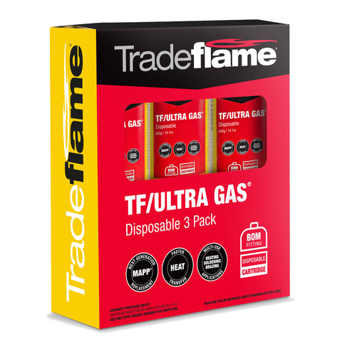 Tradeflame 400g MAPP Gas Replacement Cartridge - 3 Pack