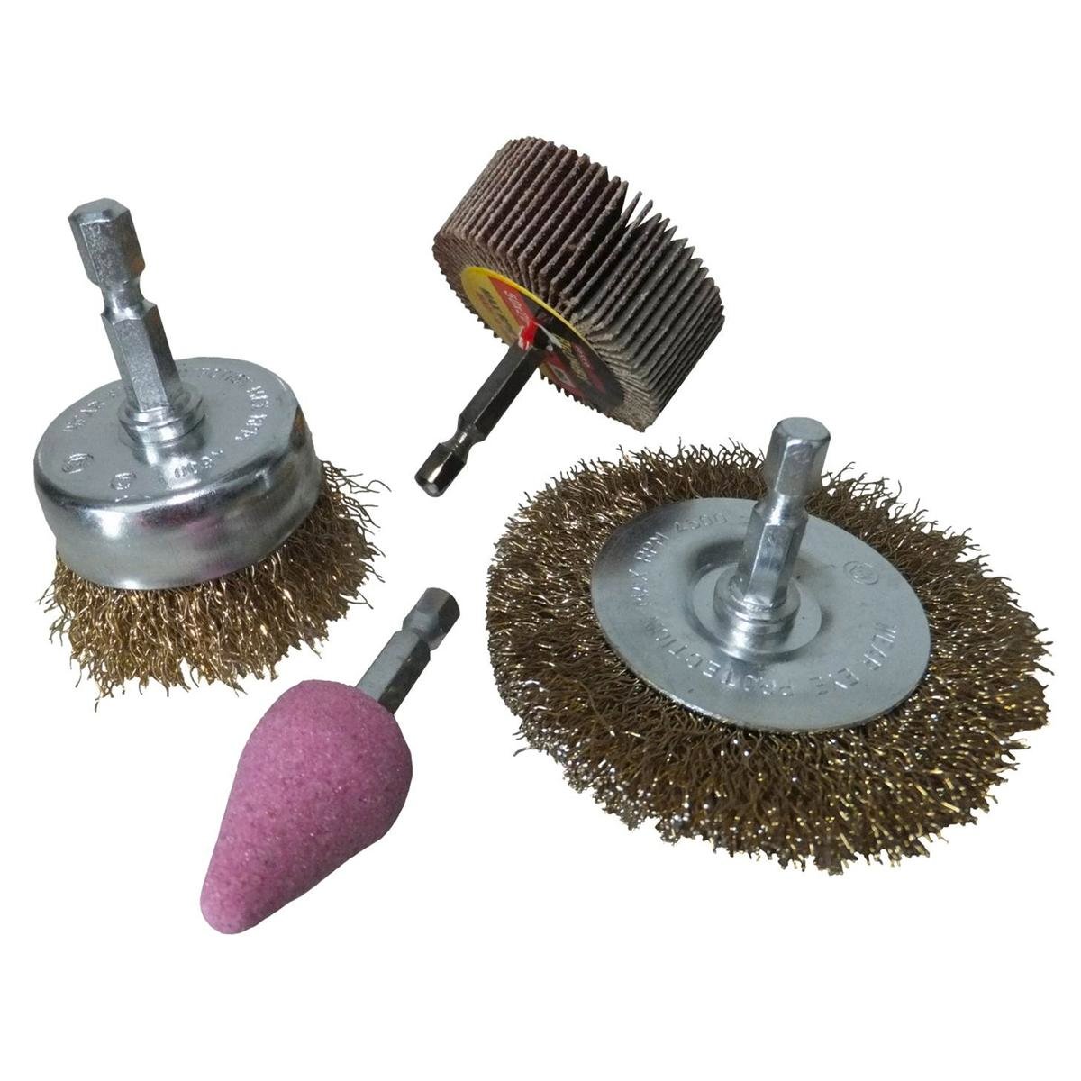 Josco 4 Piece Brass Coated Steel Wire Drill Accessory Kit