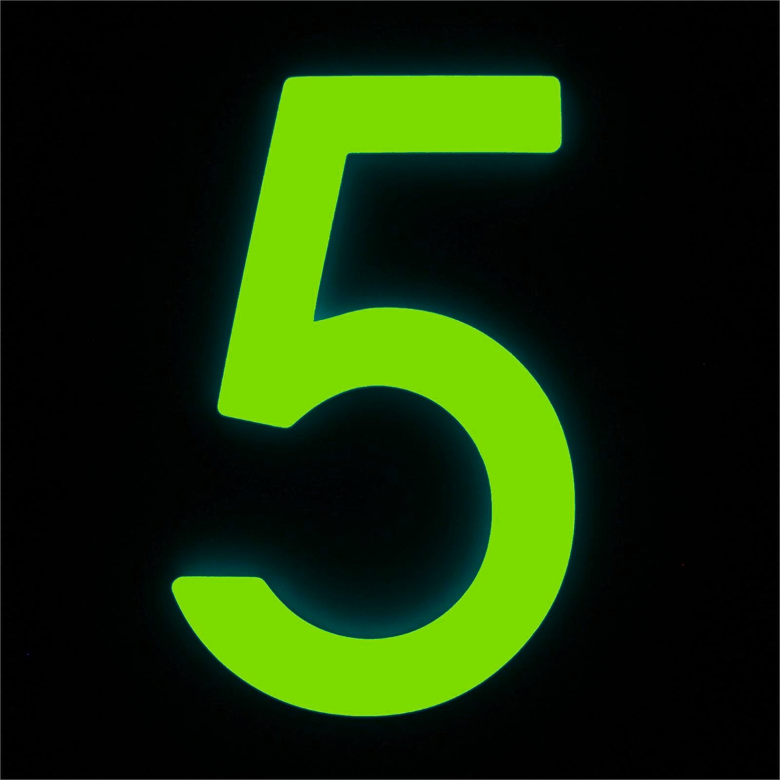 Sandleford 90mm Glow In The Dark Acrylic House Number 5 - Weather Resistant