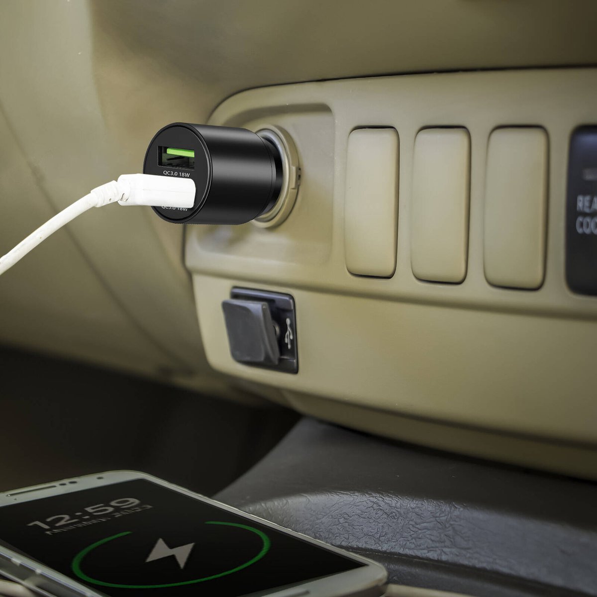 Antsig 36W 2-Port USB Car Charger AP629B - Metal, Charges Two Devices at Once