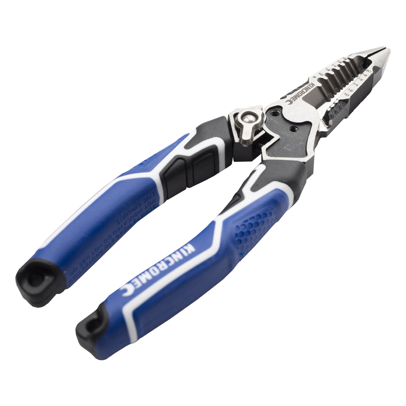 Kincrome 200mm Chrome Vanadium Steel 6 in 1 Pliers and Wire Stripper Blue