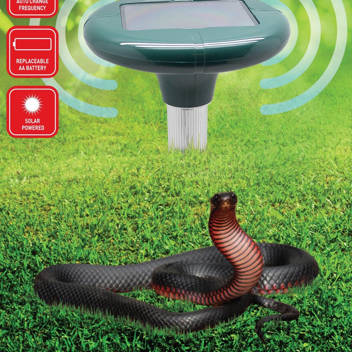 Sonic Guard Solar Snake Repeller - 25m² Coverage - LED Light - Weatherproof - SuperSaverAU - view 2
