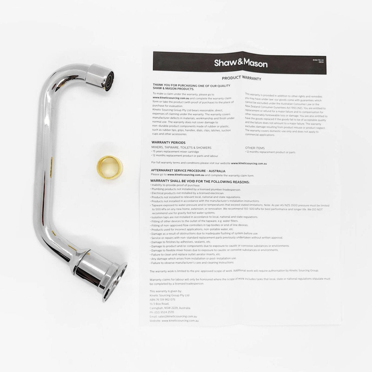 Shaw & Mason 180mm Chrome Swivel Hob Tube Spout, Brass, 9L/min WELS 3 Star