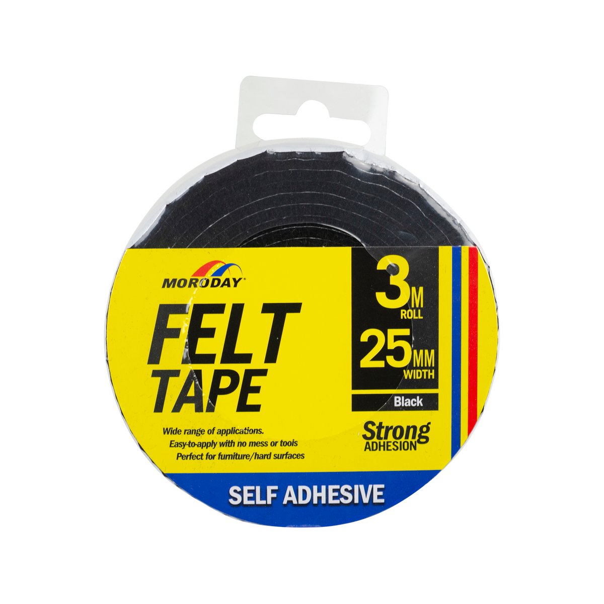 Moroday 25mm x 3m Black Felt Scratch Saver Self Adhesive Tape