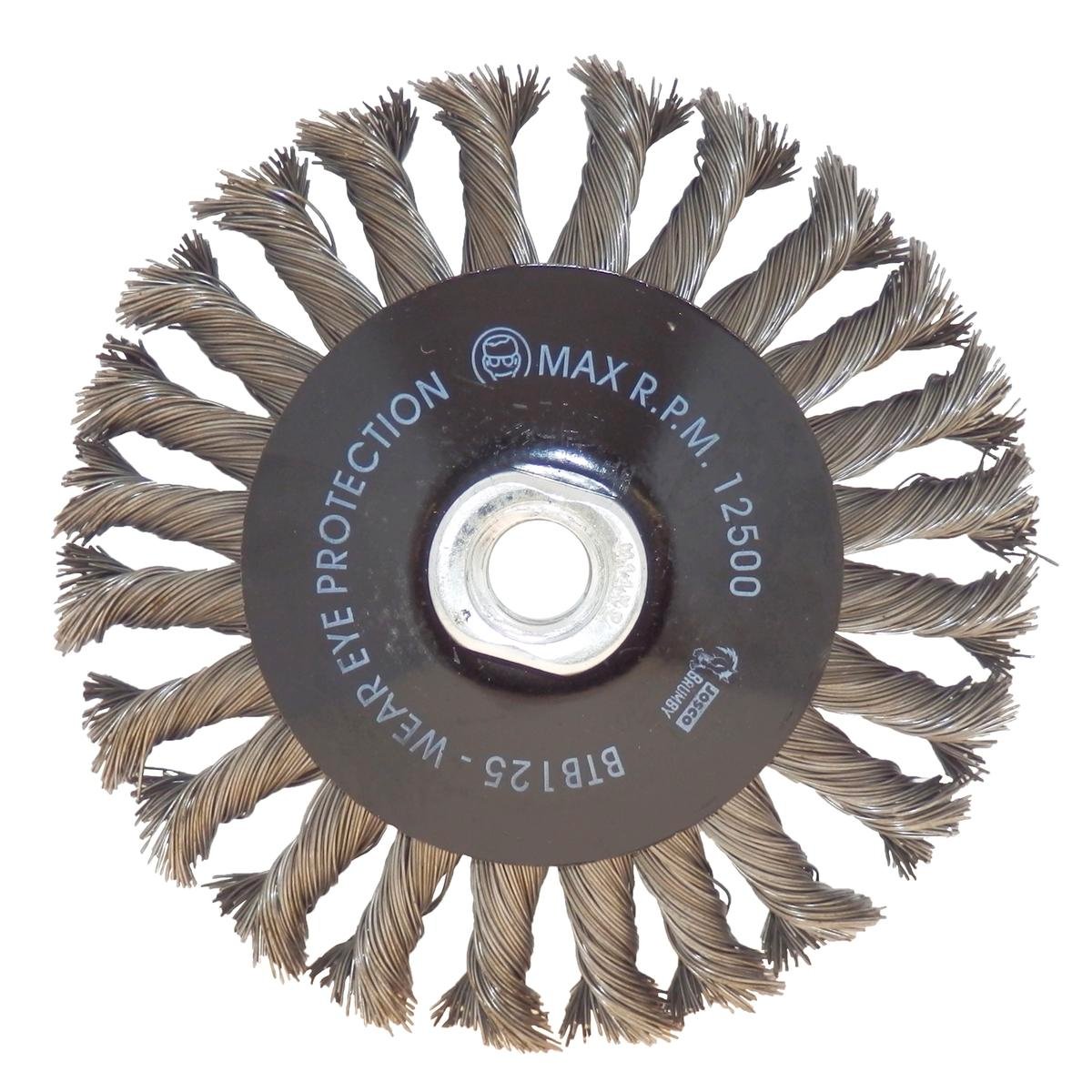 Josco 125mm Twistknot Wire Bevel Brush, High Carbon Steel Wire, for Angle Grinder