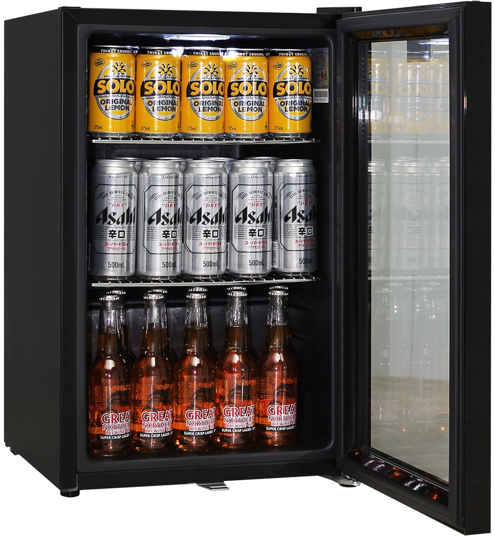 Schmick 70L Double Glazed Glass Door Beverage Centre - Black, Reversible Door - HUS-SC70-B