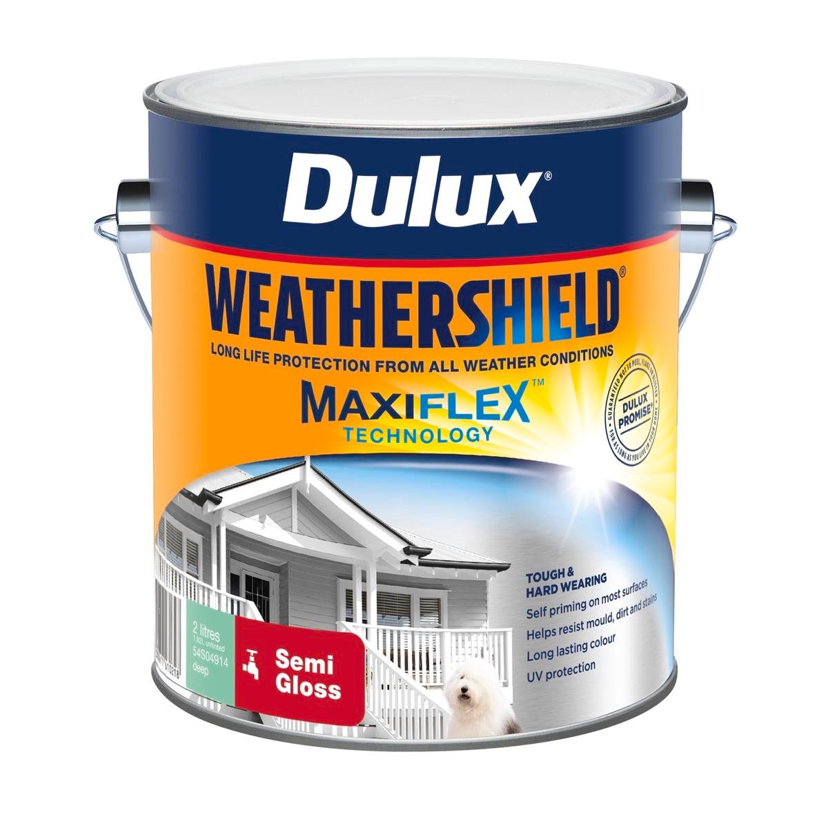 Dulux Weathershield Exterior Paint - 2L Deep Semi Gloss - 170mm x 163mm x 143mm - SuperSaverAU - view 1