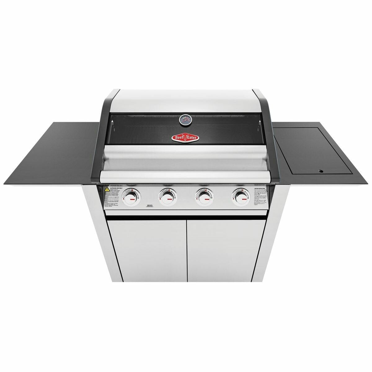 Beefeater 1600 Series 4 Burner LPG BBQ - Stainless Steel Trolley, Side Burner, Quartz Ignition - BMG1641SA