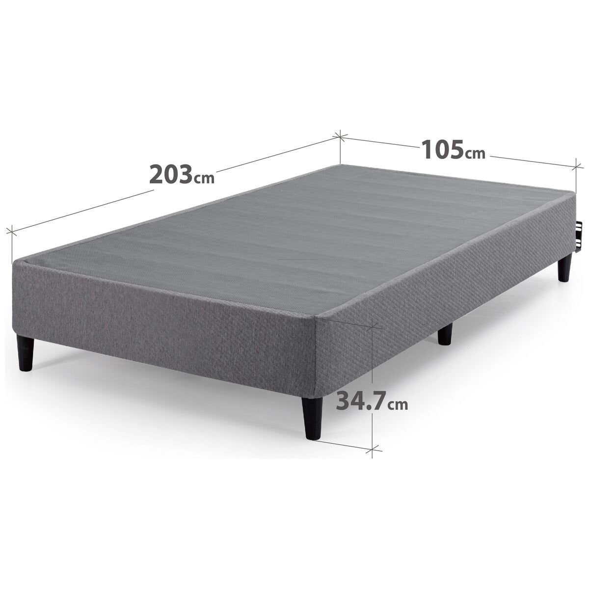 Zinus Keenan King Single ensemble bed base - grey fabric, steel frame, 150kg capacity - AU-BSLB-DG-KS