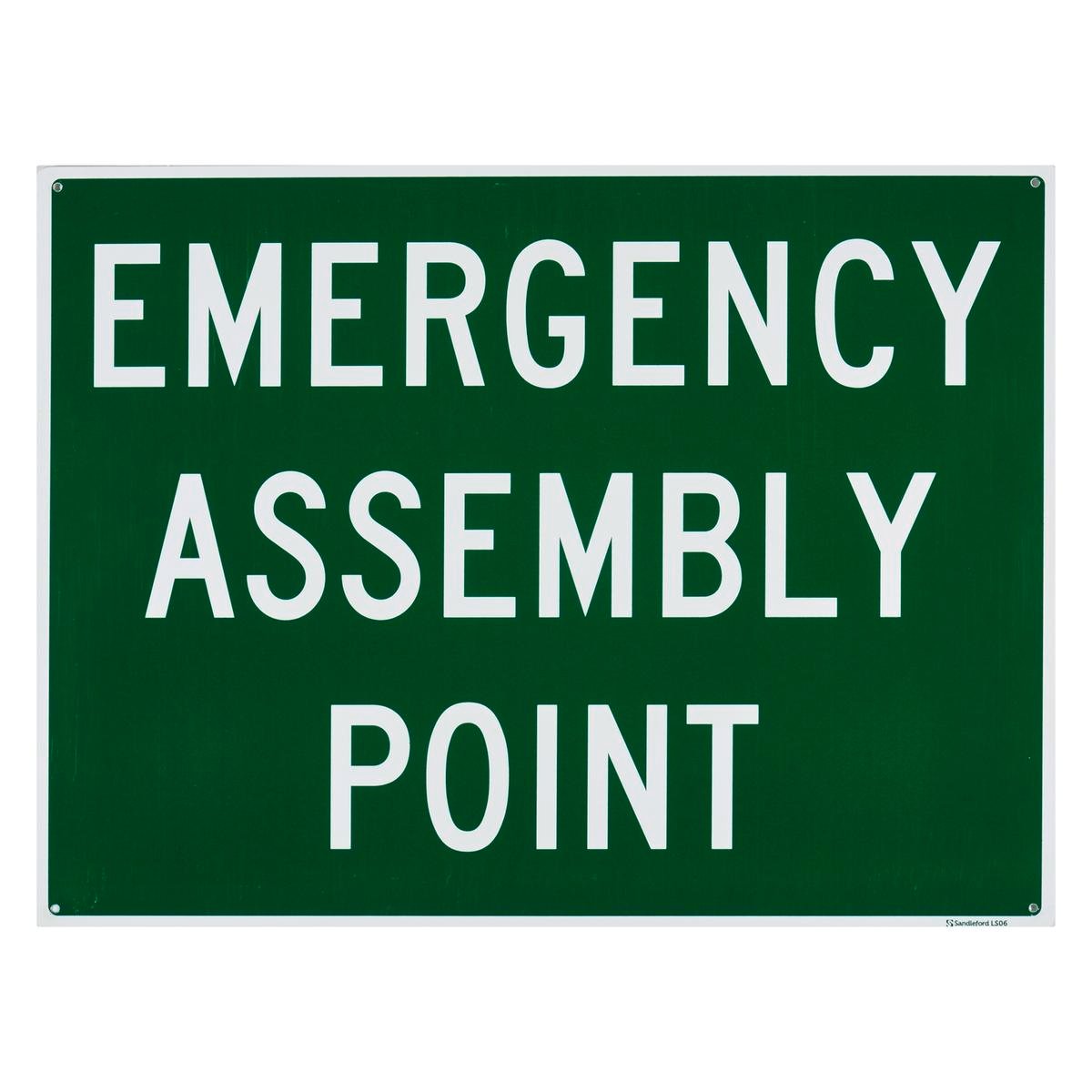 Sandleford 450 x 600mm Emergency Assembly Point Polypropylene Sign - Green/White
