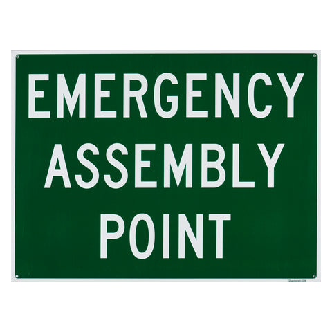 Sandleford 450 x 600mm Emergency Assembly Point Polypropylene Sign - Green/White