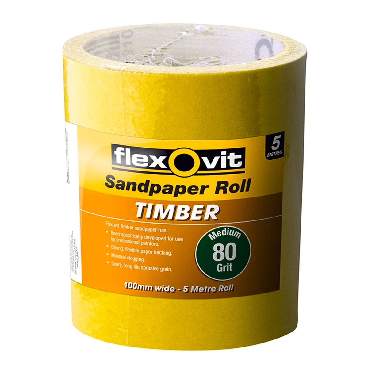 Flexovit 80 Grit Sandpaper Roll 115mm x 5m Paper Aluminium Oxide - SuperSaverAU - view 1