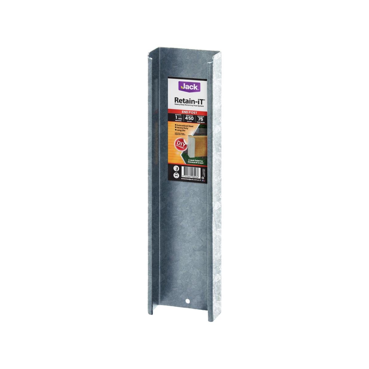 Jack 75 x 450mm Galvanised Steel Retain-It Sleeper End Post Upright