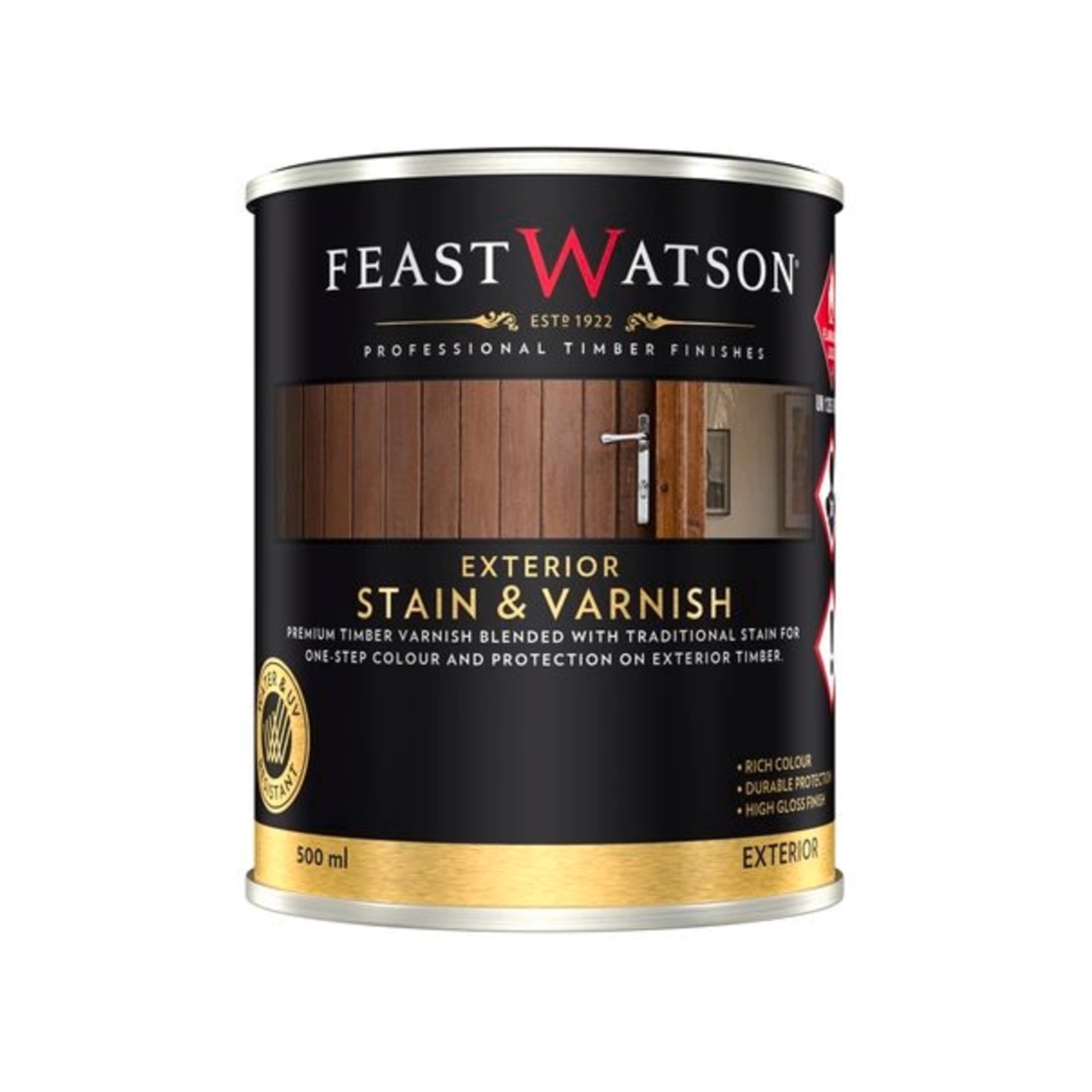 Feast Watson 500ml Black Japan Exterior Stain and Varnish UV Resistant Waterproof