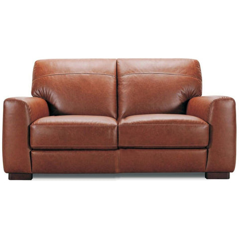 Kalona Fanling two seater sofa - tan top grain leather, Dacron fibre back, timber legs - 31624-2P-HH321