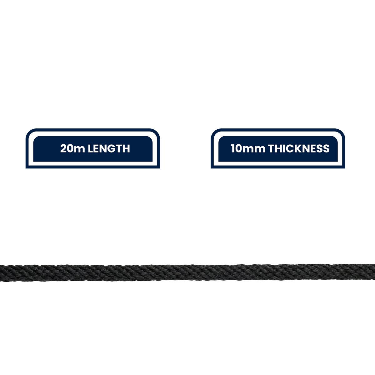 Grunt 10mm x 20m Black Polypropylene Easy Tie Rope 600kg