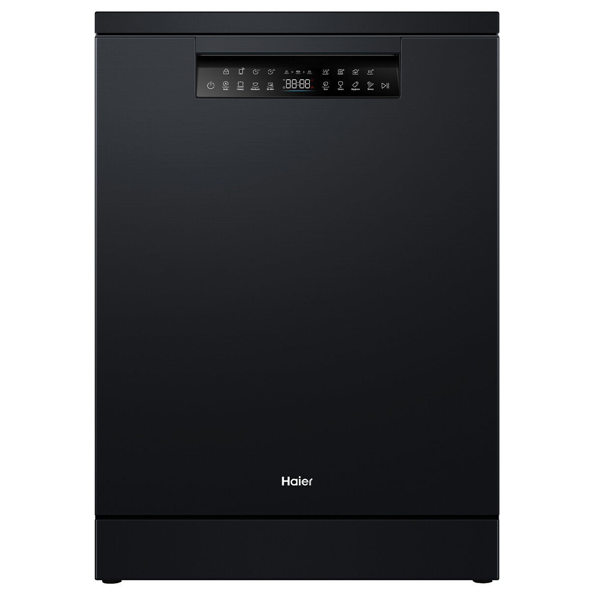 Haier 60cm Freestanding Dishwasher with Steam - 15 Place Settings - Black - Auto Door Opening - HDW15F3B1