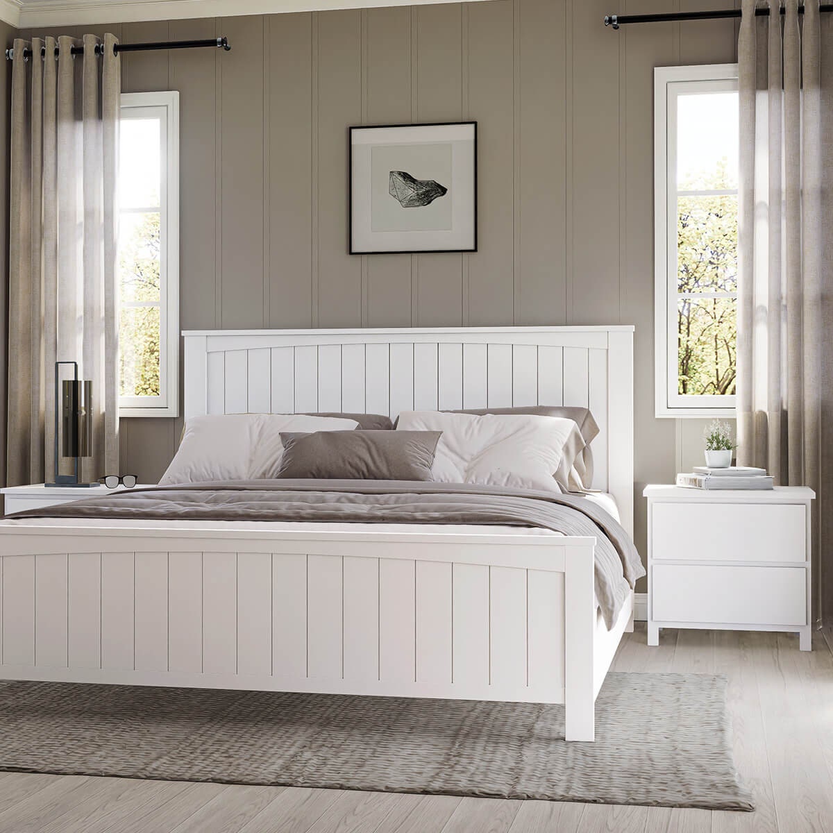 Ostro Furniture Sophia Bedside Table - White Rubberwood Timber - Arrives Fully Assembled - 20003000